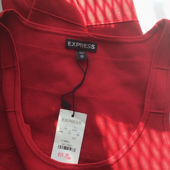 Express Red Bandage Bodycon Dress - Picture 4 of 4